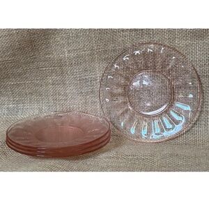 Vintage Jeanette Depression Glass Pink Poinsettia Dessert Plate Set Cottage Core
